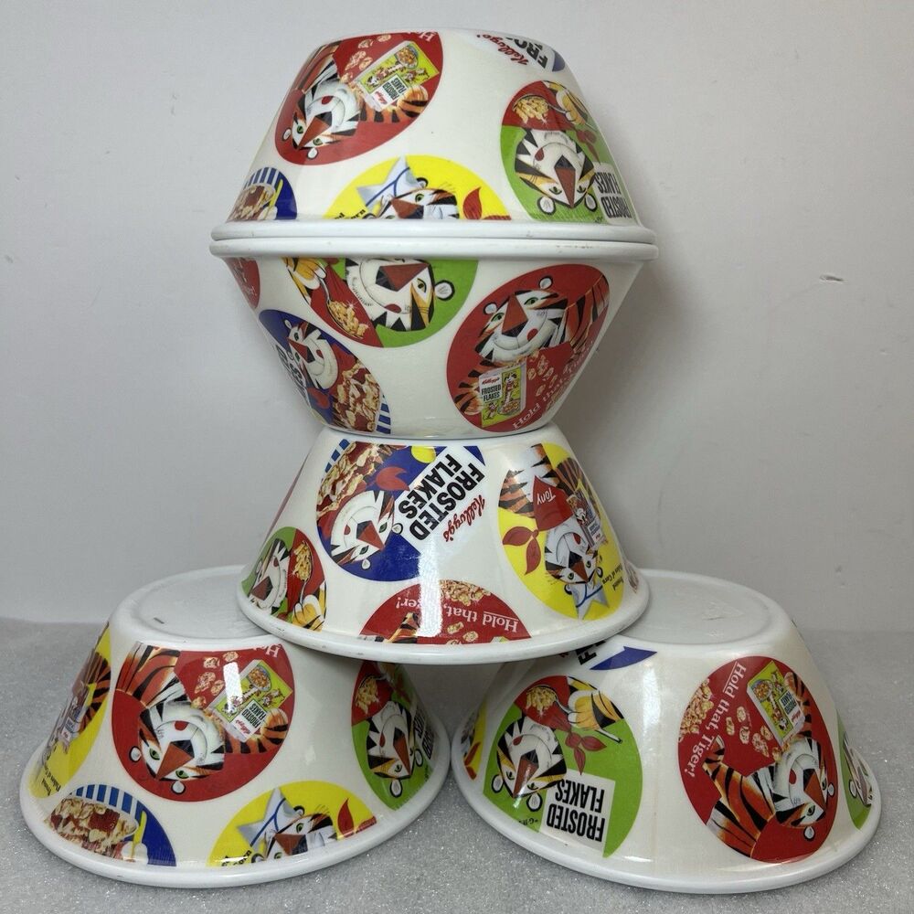 Lot Of 5 Kellogg’s Frosted Flakes Melamine Cereal Bowls Tony Tiger 2010